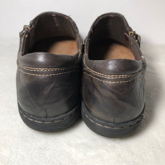 Clarks Collection Shoes Women 10W Soft Cushion Brown Tooled Leather SlipOn Flats - Picture 3 of 11